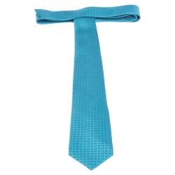 Pre Owned Hermes Vibrant Blue Faconnee H Silk Jacquard Tie