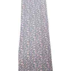 Pre Owned Hermes Pink & Blue Cactus Print Silk Tie 