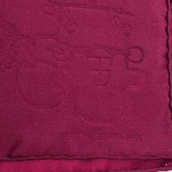 Pre Owned منديل جيب هيرمس حرير جاكارد مزخرف نقشة حدوته حصان أرجواني