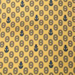 Pre Owned Hermes Yellow Anchor Print Classic Silk Tie 