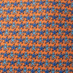 Pre Owned Hermes Bright Orange Octopus Fiction Classic Silk Tie
