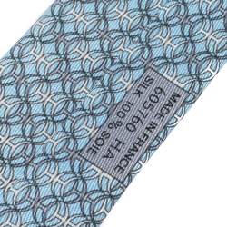 Pre Owned Hermes Pale Blue Geometric Print Classic Silk Tie