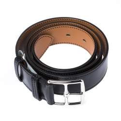 Pre Owned Hermes Black Calf Leather Etriviere Belt 85CM