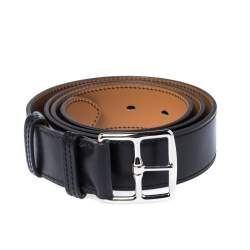 Pre Owned Hermes Black Calf Leather Etriviere Belt 85CM