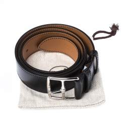 Pre Owned Hermes Black Calf Leather Etriviere Belt 85CM