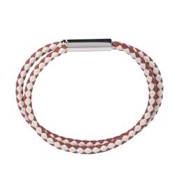 Hermes Tournis Tresse Bicolor Woven Leather Palladium Plated Bracelet