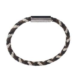 Hermès Multicolor Braided Leather Palladium Plated Goliath Bracelet