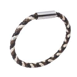 Hermès Multicolor Braided Leather Palladium Plated Goliath Bracelet