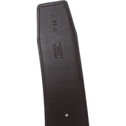 Pre Owned Hermes Black/Cacao Box Calf Leather Constance Reversible Belt 90CM