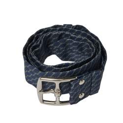 Pre Owned Hermès Blue H Print Silk Twill Capri Belt