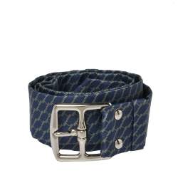 Pre Owned Hermès Blue H Print Silk Twill Capri Belt