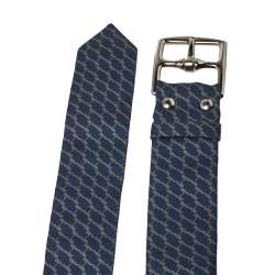 Pre Owned Hermès Blue H Print Silk Twill Capri Belt