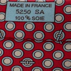 Pre Owned Hermès Red Geometric Print Traditional Silk Tie
