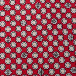 Pre Owned Hermès Red Geometric Print Traditional Silk Tie