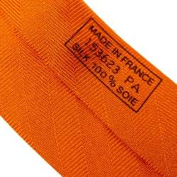 Pre Owned Hermès Orange Unie Chevron Narrow Silk Tie