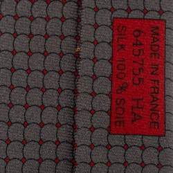 Pre Owned Hermes Grey Navigator Print Silk Tie