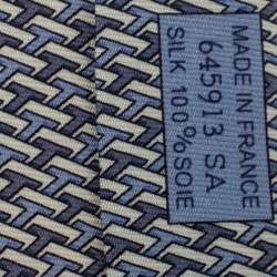 Pre Owned Hermes Blue Instantane Print Silk Tie