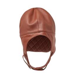 مملوكة مسبقًا Hermes Brown Leather Aviator Cap (Size 56)