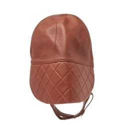 مملوكة مسبقًا Hermes Brown Leather Aviator Cap (Size 56)