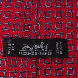 مملوكة مسبقًا Hermes Pink Printed Silk Classic Tie