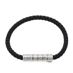 Pre Owned Hermès Black Braided Leather Goliath Code Bracelet