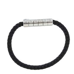 Pre Owned Hermès Black Braided Leather Goliath Code Bracelet