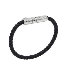 Pre Owned Hermès Black Braided Leather Goliath Code Bracelet