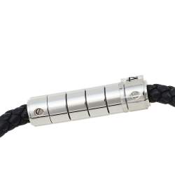 Pre Owned Hermès Black Braided Leather Goliath Code Bracelet