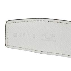 Pre Owned Hermés Black/White Swift and Epsom Leather Constance Reversible Belt 85CM