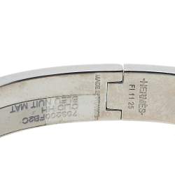 Pre Owned Hermès Clic H Bleu Nuit Enamel Brushed Palladium Plated Bracelet 