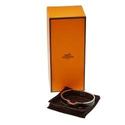 Pre Owned Hermès Clic HH Black Enamel Brushed Palladium Plated Bracelet 