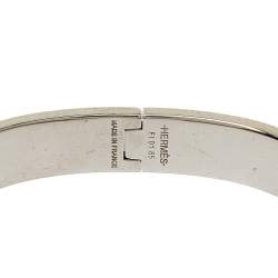 Pre Owned Hermès Clic HH Black Enamel Brushed Palladium Plated Bracelet 