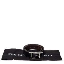 Hermes Noir/Chocolat Box and Togo Leather Quentin Reversible Belt 95 CM