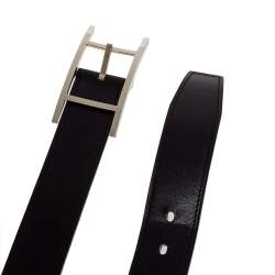 Hermes Noir/Chocolat Box and Togo Leather Quentin Reversible Belt 95 CM
