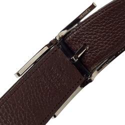 Hermes Noir/Chocolat Box and Togo Leather Quentin Reversible Belt 95 CM