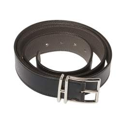 Hermes Black/Etain Box and Togo Leather Nathan Belt 95CM
