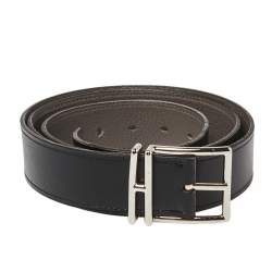 Hermes Black/Etain Box and Togo Leather Nathan Belt 95CM