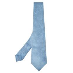 Pre Owned Hermès Blue Faconnee H 24 Silk Tie