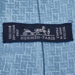 Pre Owned Hermès Blue Faconnee H 24 Silk Tie