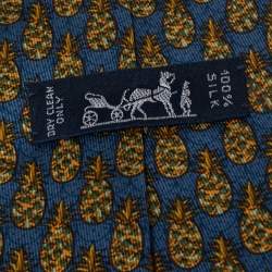 Pre Owned ربطة عنق سالفاتوري فيراغامو أناناس أصفر وأزرق