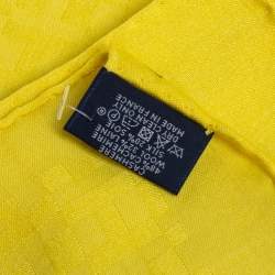 Pre Owned Hermes Yellow Equip'H Jacquard Wool & Silk Scarf