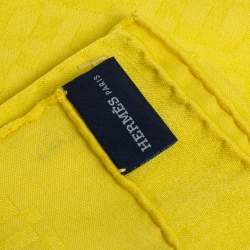Pre Owned Hermes Yellow Equip'H Jacquard Wool & Silk Scarf
