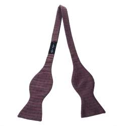 Pre Owned Hermès Grey & Red Horseshoe Patterned Silk Bow Tie