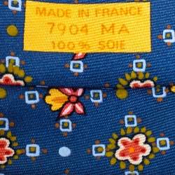 Pre Owned ربطة عنق هيرمس تراديشنال حرير مطبوع أزرق