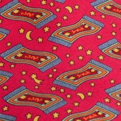 Pre Owned Hermes Vermillion Magic Carpet Print Silk Tie