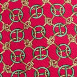 Pre Owned Hermes Vintage Vermillion Rope Pattern Print Silk Tie