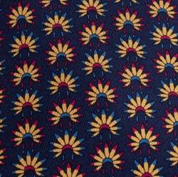 Pre Owned Hermes Navy Blue Indian Feather Headdress Print Silk Tie