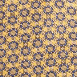 Pre Owned Hermes Light Yellow Interlocking Print Silk Tie