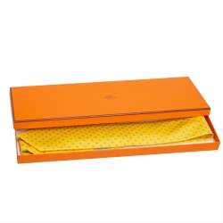 Pre Owned Hermes Yellow H Tonneau Print Silk Tie