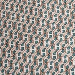 Pre Owned Hermes Beige & Pale Green H Pattern Silk Tie